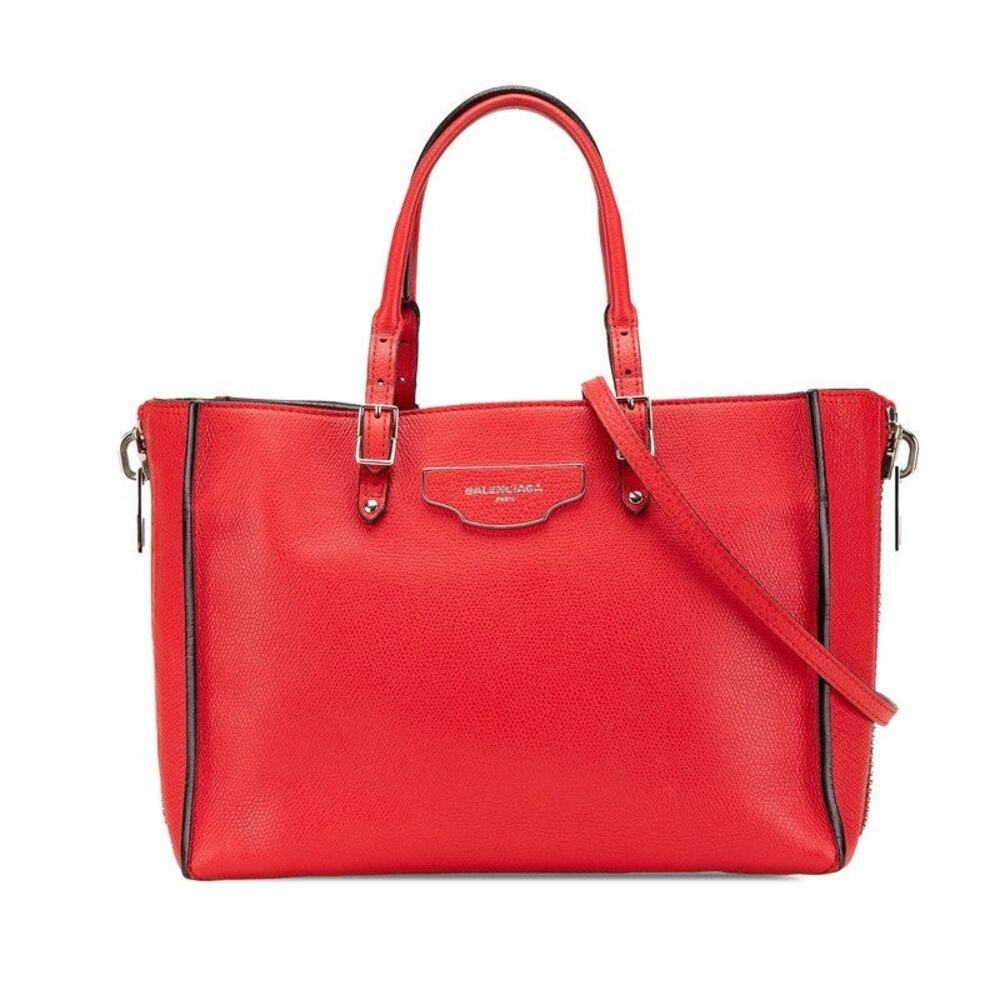 Balenciaga The Paper Mini Leather Handbag Red